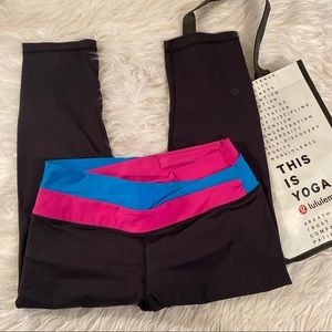 Lululemon Sz 8 pink Blue black Crop leggings